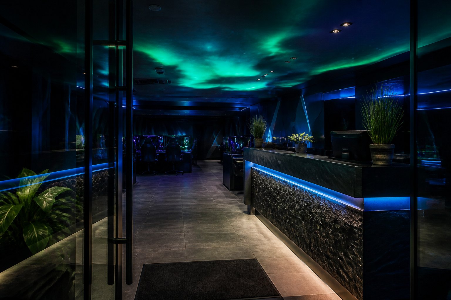 Entrance and front desk of the CTRL ZONE gaming club